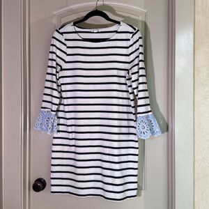 BEACHLUNCHLOUNGE Women's MEDIUM  Blue & Ivory Striped Deess